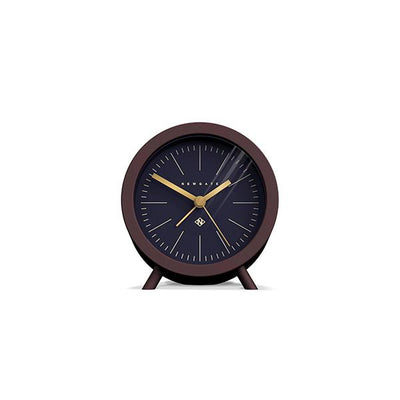 Mid-Century Modern Alarm Clock - Silent 'No Tick' - Brown Black - Newgate Fred FRED413CHK