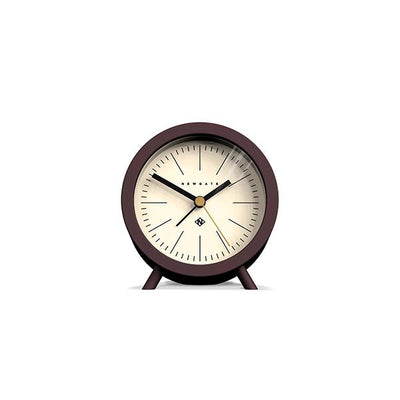 Mid-Century Modern Alarm Clock - Silent 'No Tick' - Brown Black - Newgate Fred FRED414CHK