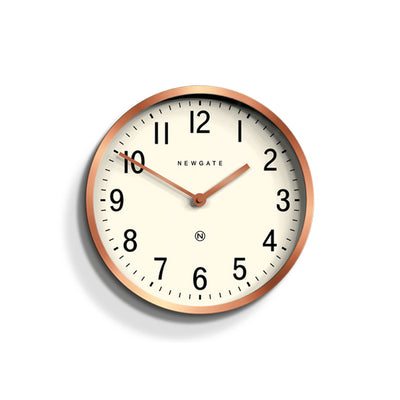 Master Edwards wall clock in copper by Newgate World with an arabic dial and straight metal hands