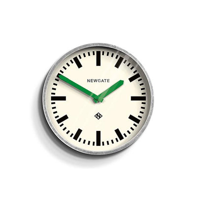Modern Industrial Wall Clock - Galvanized Metal - Green Hands - Newgate LUGG667GALVG