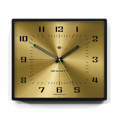 Square Wall Clock - Mid-Century Modern Gold Brass - Newgate Box Office BOXOF686CK front